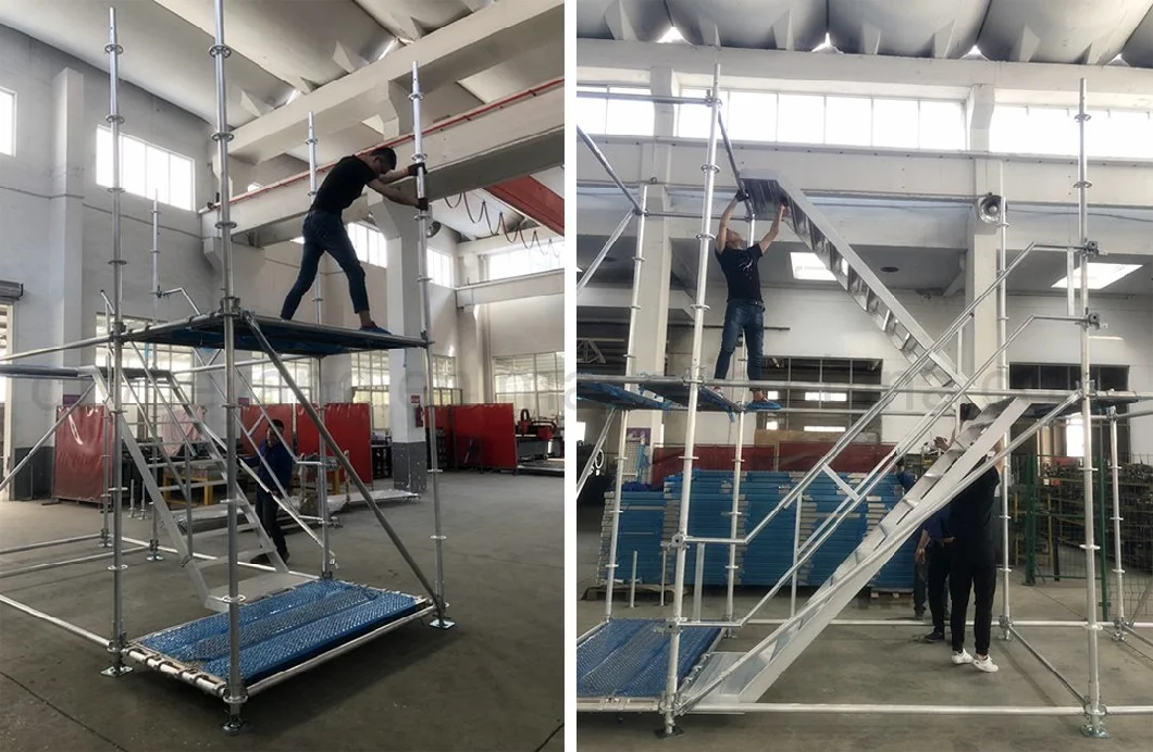 Steel Galvanized Ringlock Scaffolding Tower with Stair for Aerial Work with ANSI Certificated